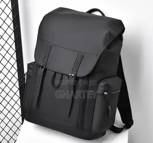 Leather Unisex Fashionable All Black Bagpack