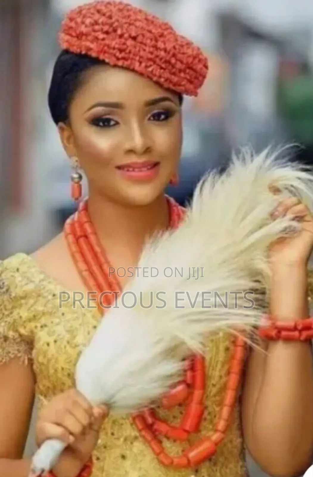 Traditional African Wears Feather And Beads.