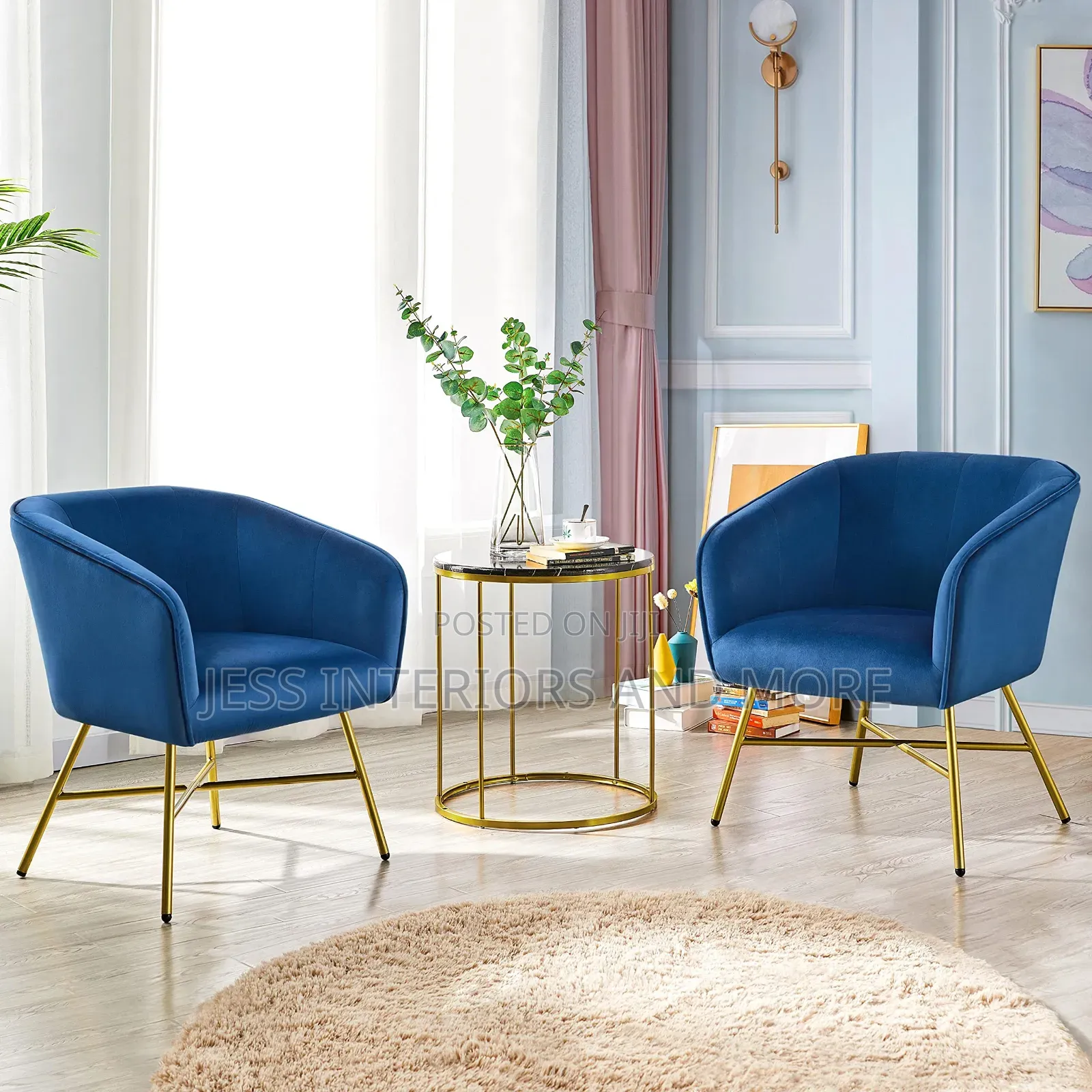 Velvet Accent Chair (Blue)
