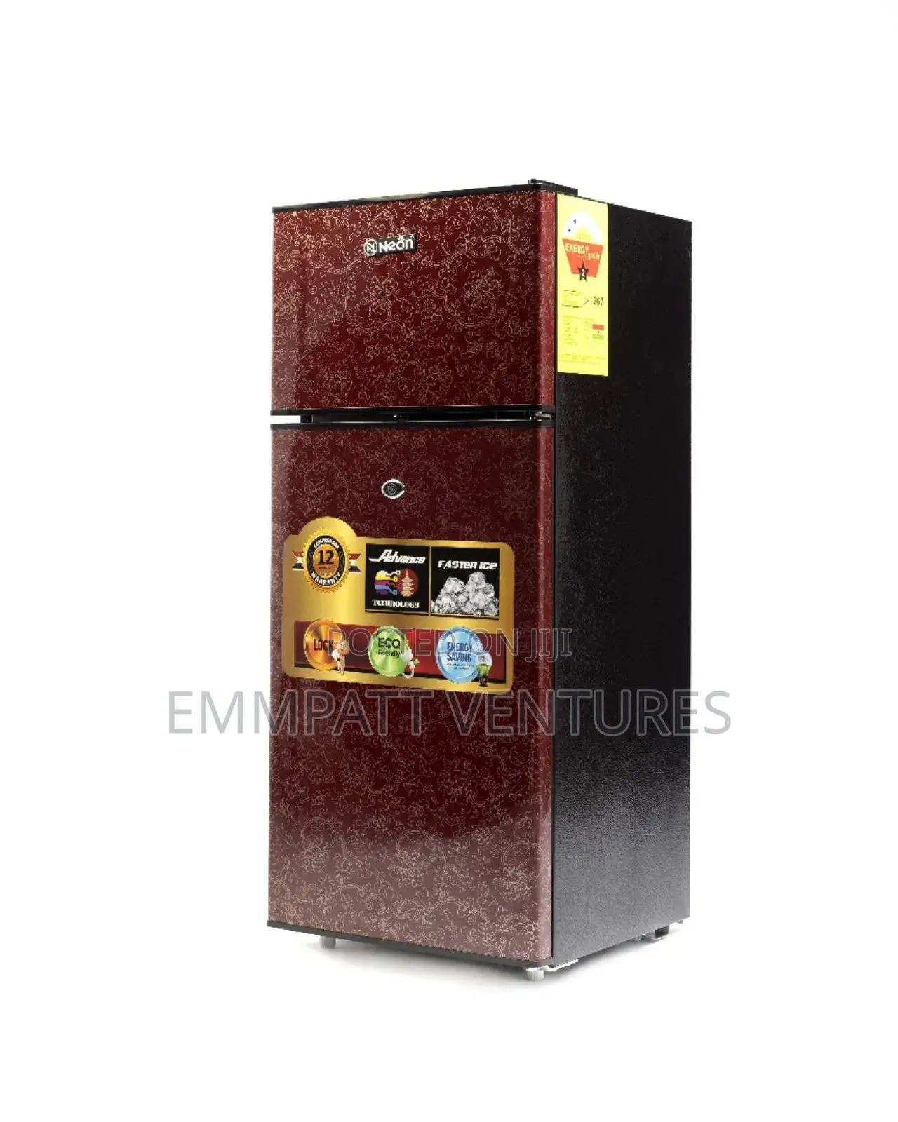 Black Neon Double Door Fridge