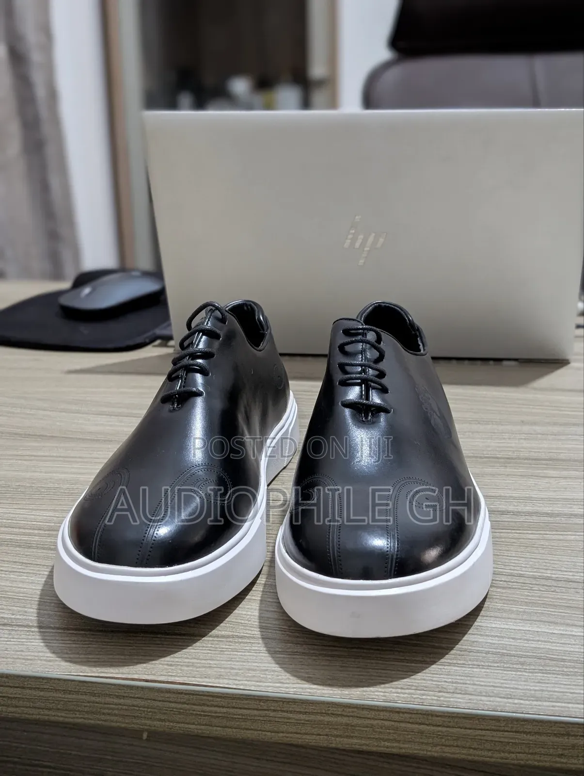Men's Leather Black on White Sneakers
