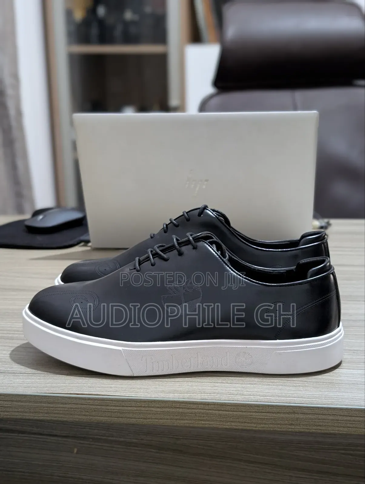 Men's Leather Black on White Sneakers