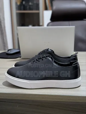 Men's Leather Black on White Sneakers