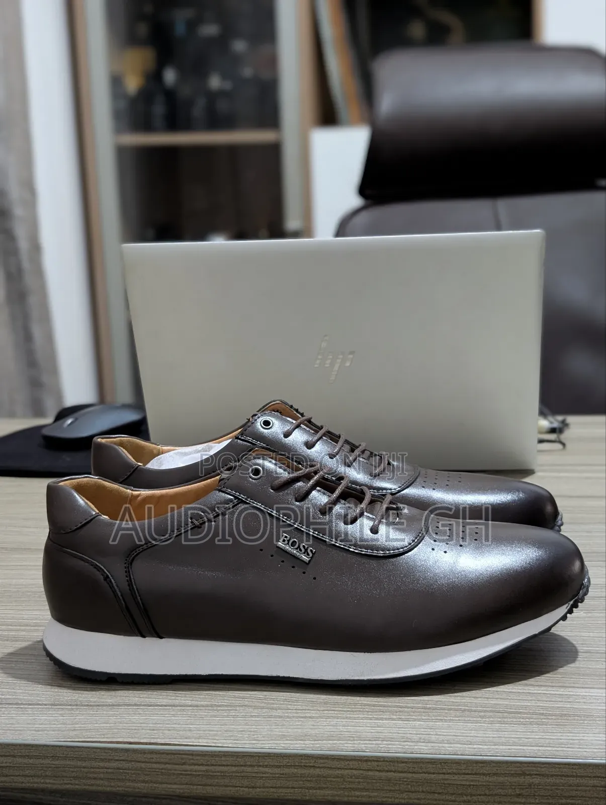 Hugo Boss Coffee Brown Men's Leather Sneakers