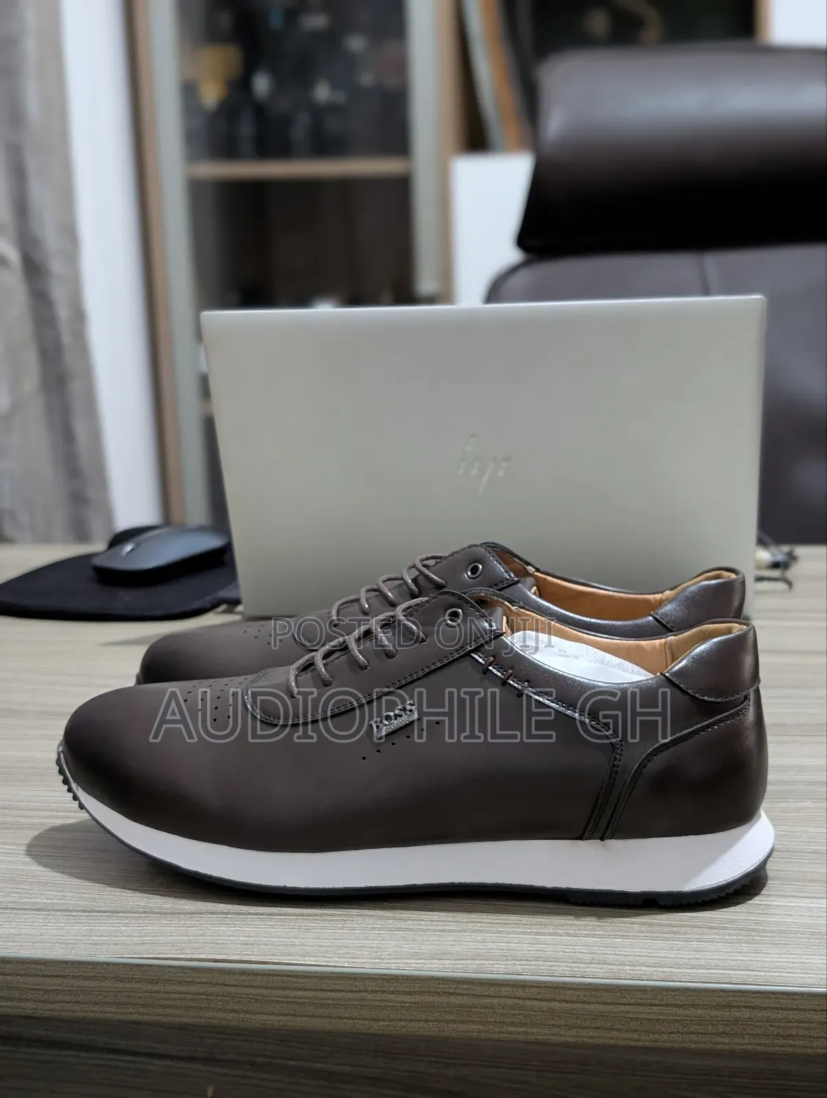 Hugo Boss Coffee Brown Men's Leather Sneakers