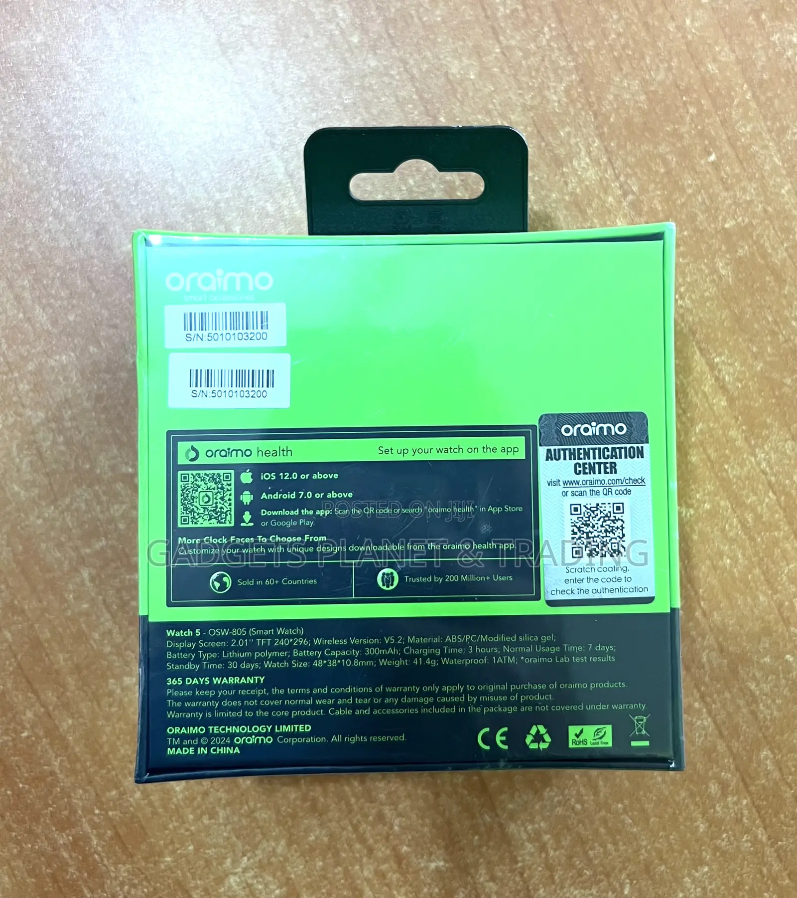Oraimo Watch 5 Hd Panda 2.01" Glass 1atm Smartwatch Osw-805