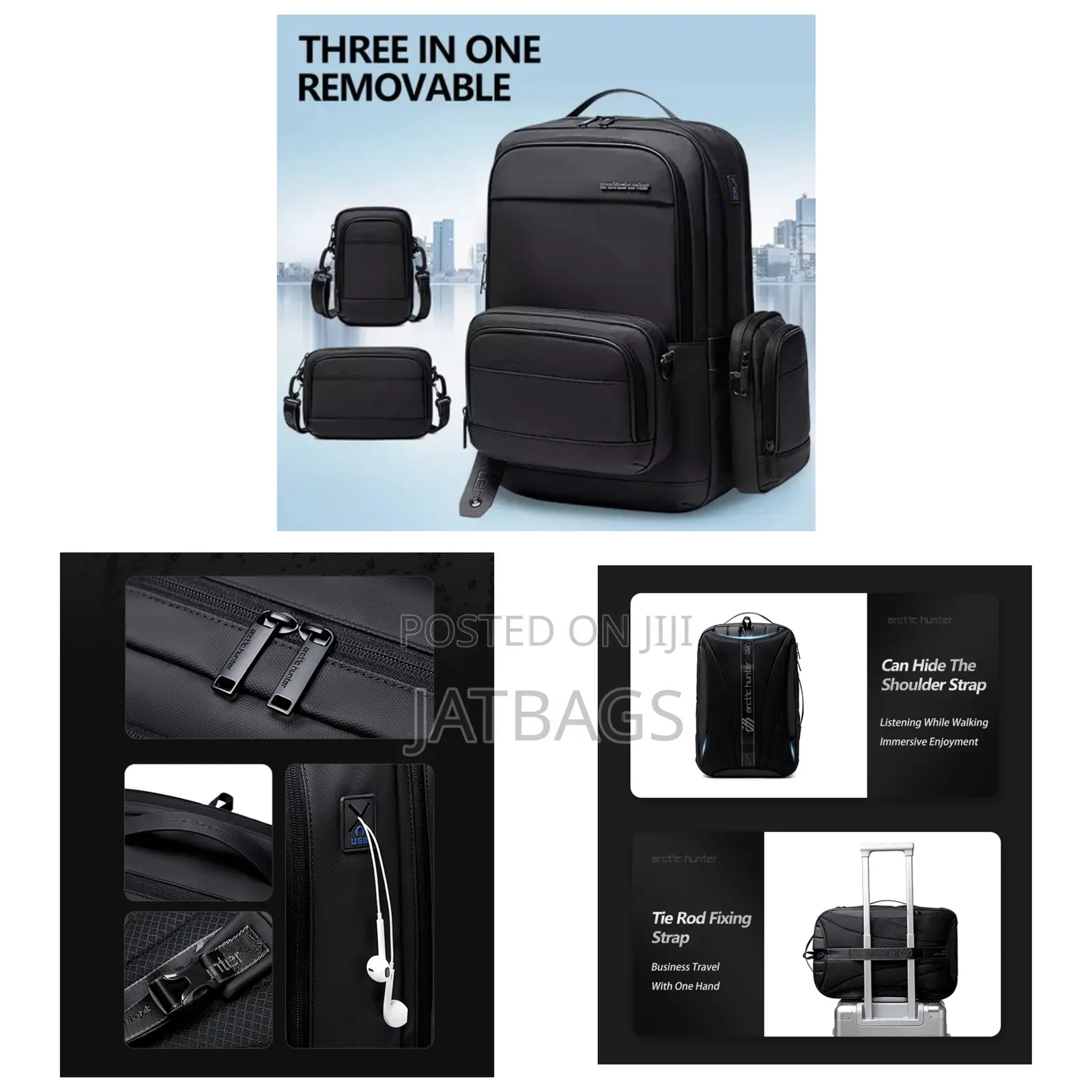 3-in-1 Laptop Backpack Shoulder Crossbody (Free Delivery)