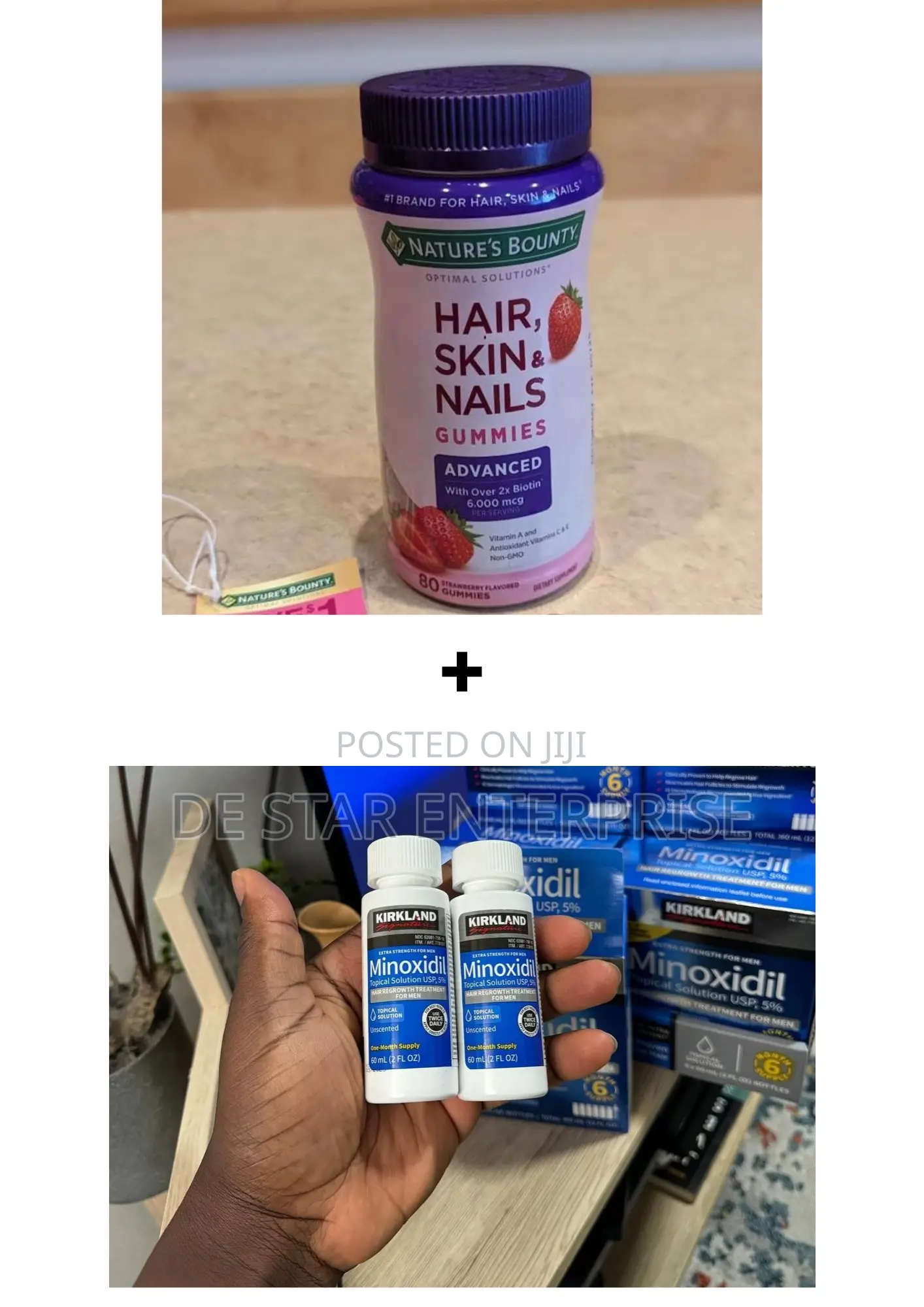 2 Bottles of Kirkland + Hair Growth Gummy for Hair and Beard