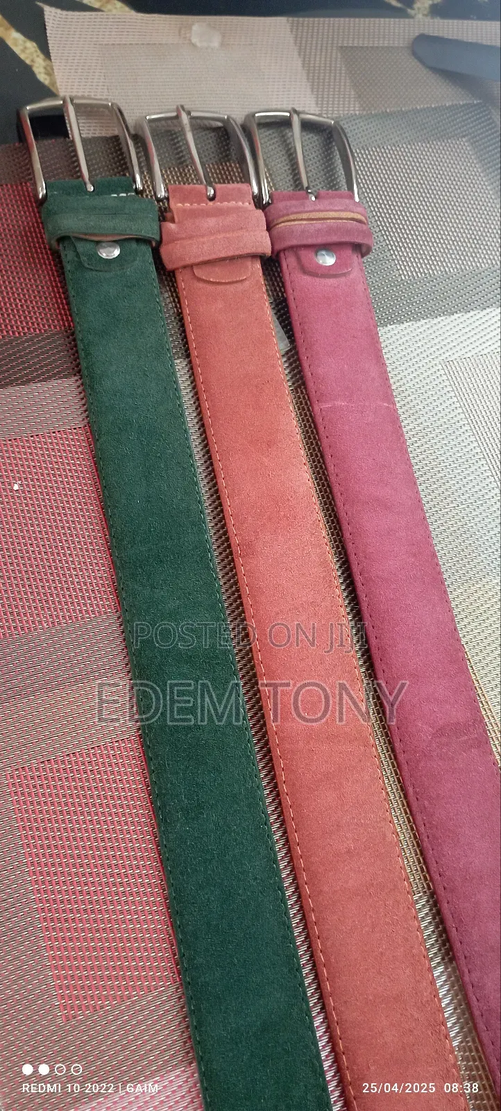 Coloured Suede and Leather Belts