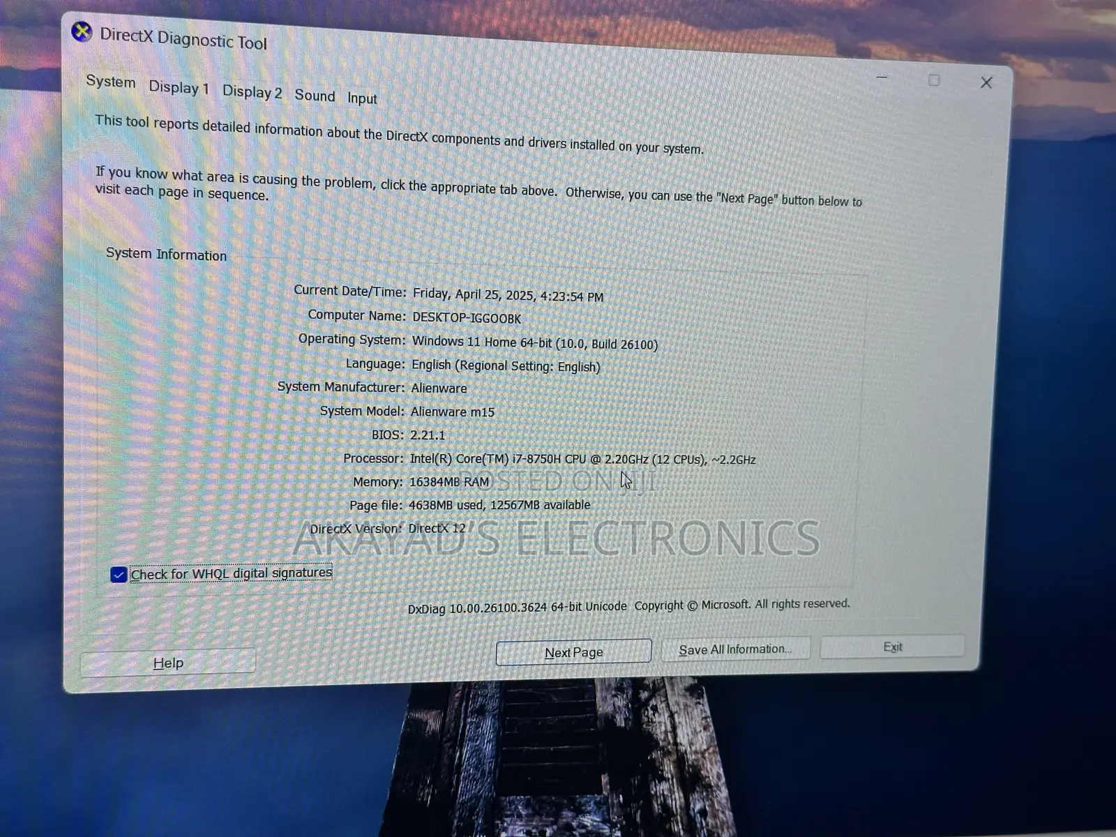 Laptop Alienware M15 R3 16GB Intel Core I7 SSD 1T