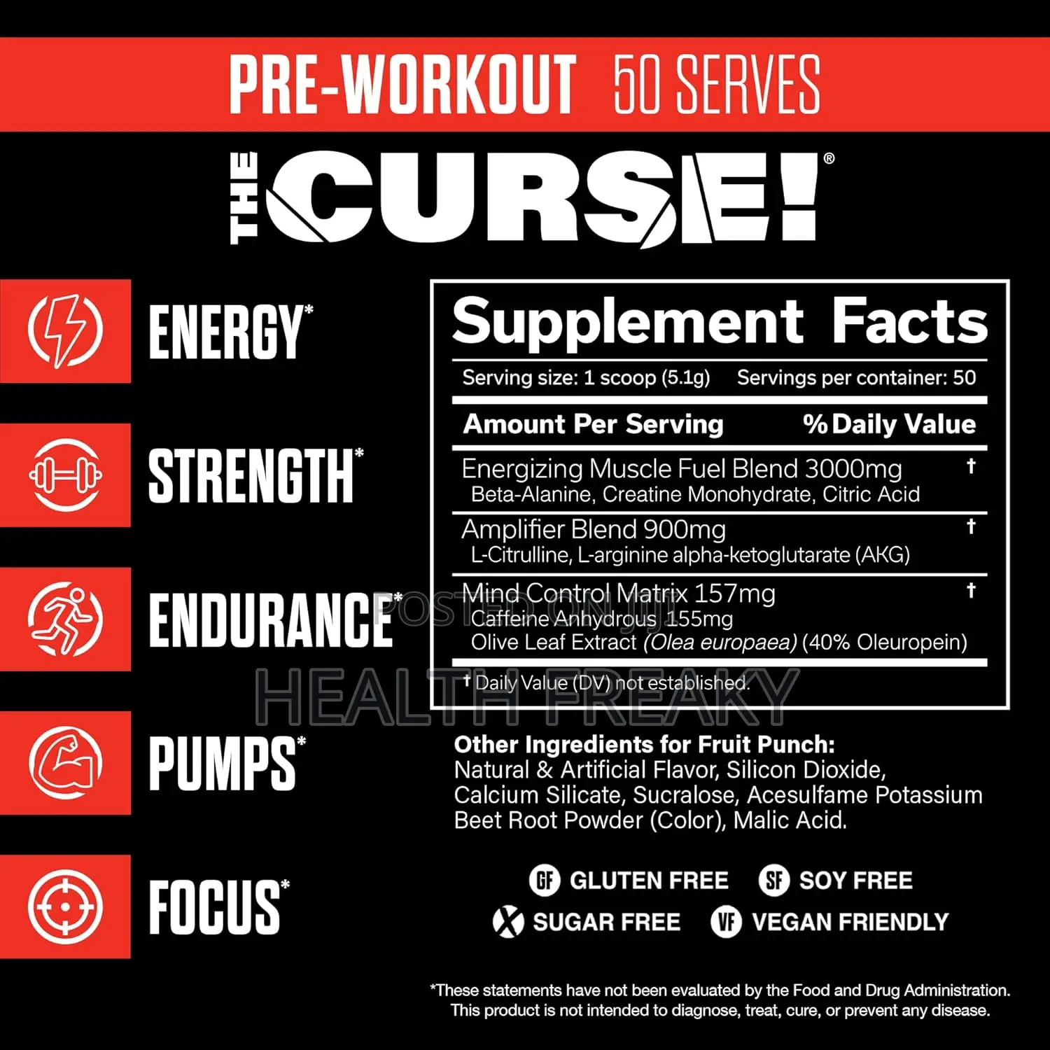 Preworkout the Curse Creatine Strength Energy Muscle Builder
