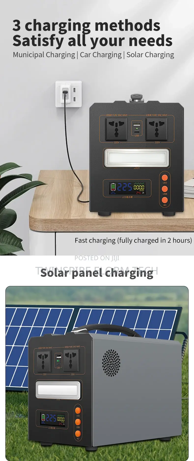 444wh Portable Outdoor Solar Emergency Battery+Solar Panels