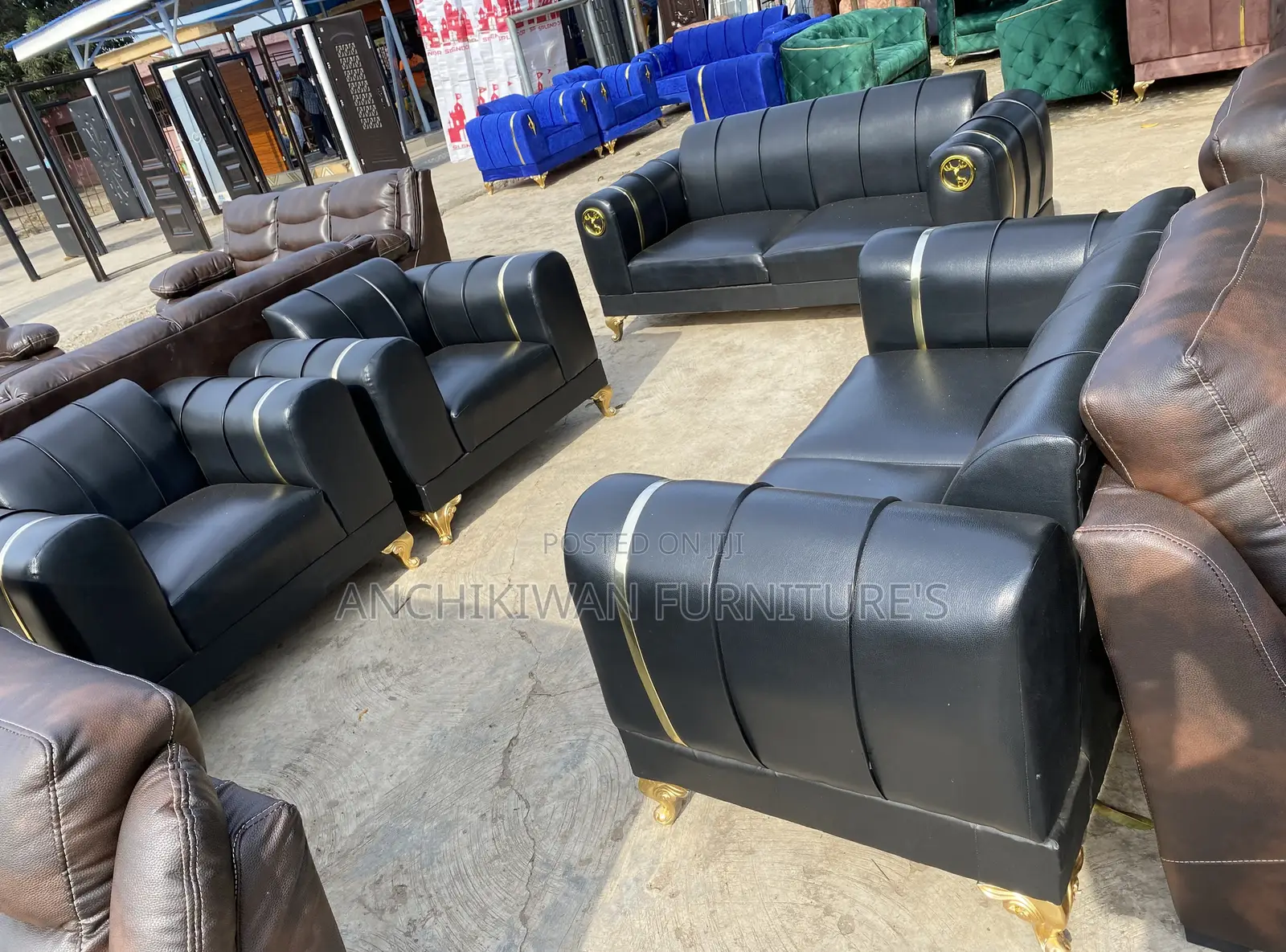 Raiders Sofa Sets Leather Black Tm(Cash on Delivery)
