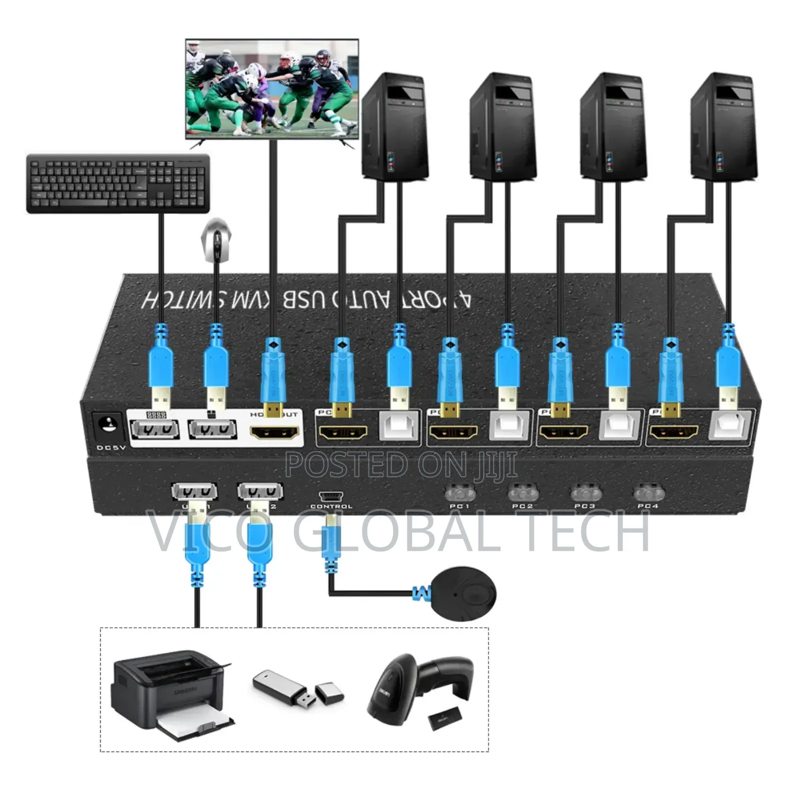Mt-Hk-401 4in1 Out Hdmi KVM Switch