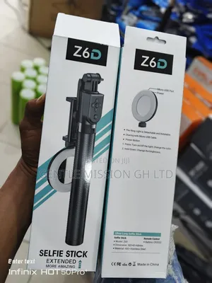 Z6d) Selfie Stick Extended With 2 Led Light