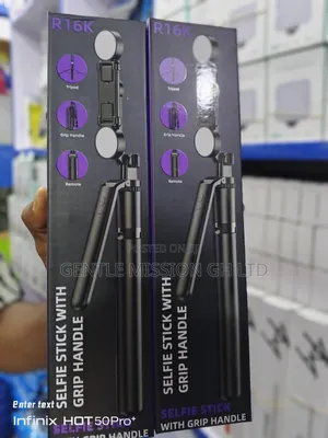 R16k) Selfie Stick With Grip Handle and 2 Led Lights
