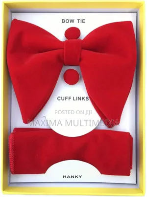 Men's Bowtie With Cufflinks And Pocket Hanky