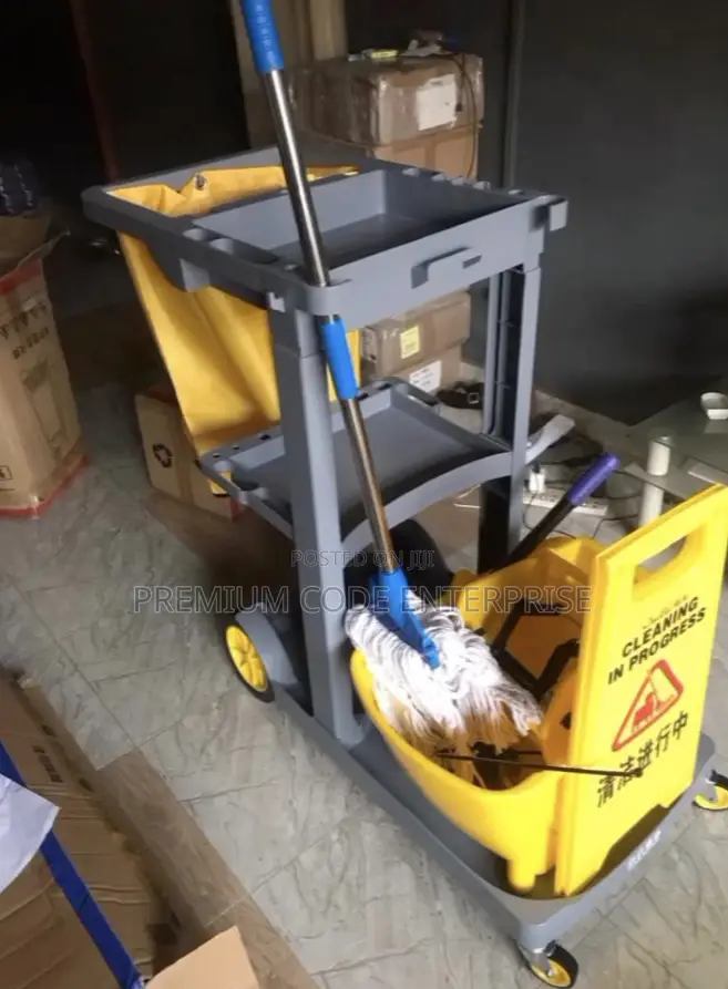 Cleaning Cart Complete - Heavy-Duty Janitorial Cart With Wheels