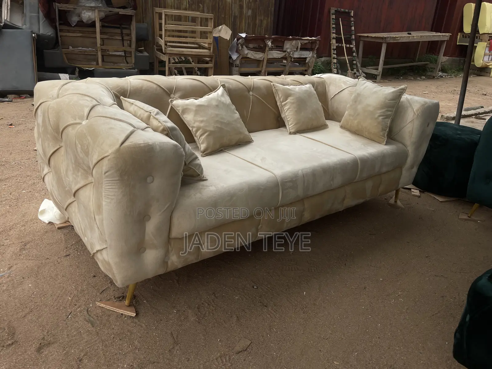 Cream Fabric 3 in Sofa With Pilos(Free Delivery)
