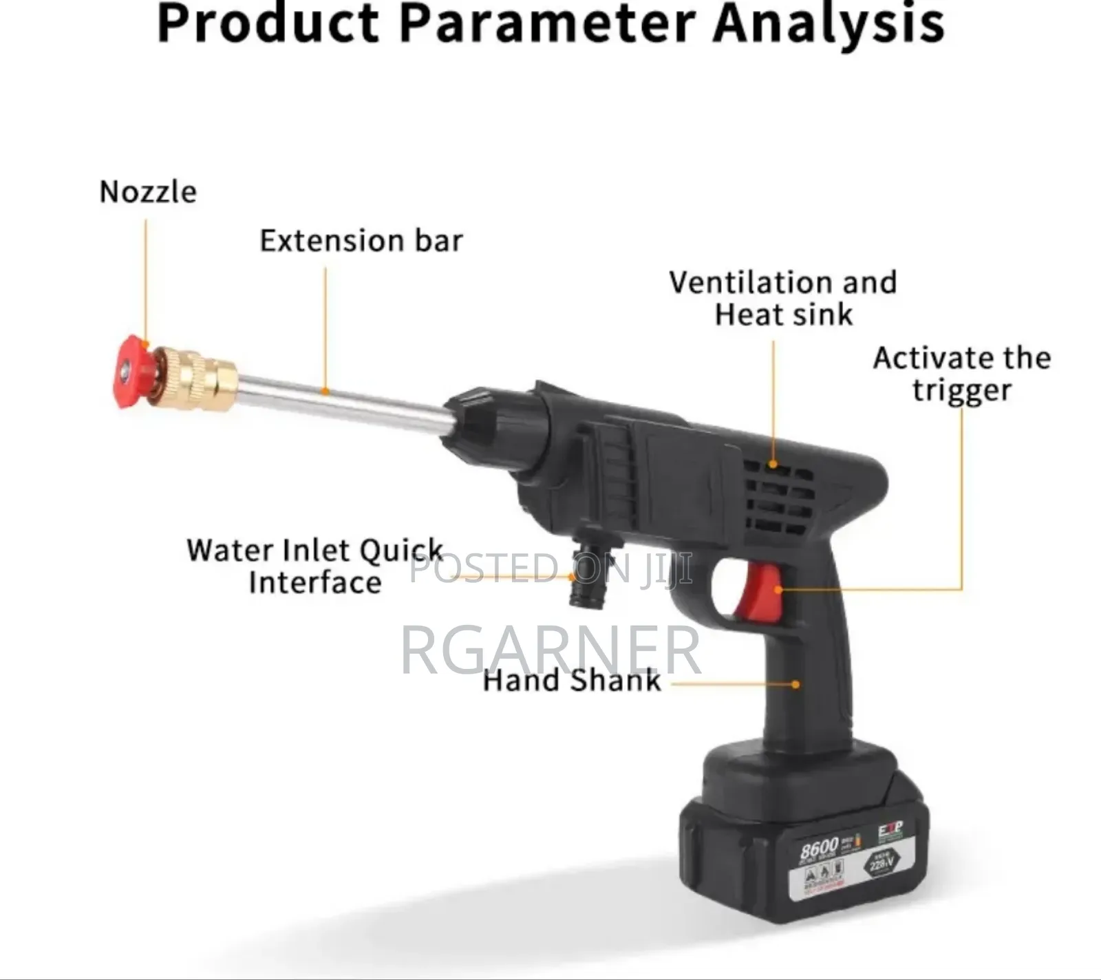Ac/Car/General Use Cleaning High Pressure Rechargeable Spray Gun