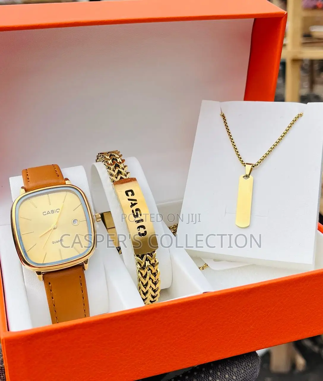 Casio Fashionable Watch With Bracelets and Necklaces