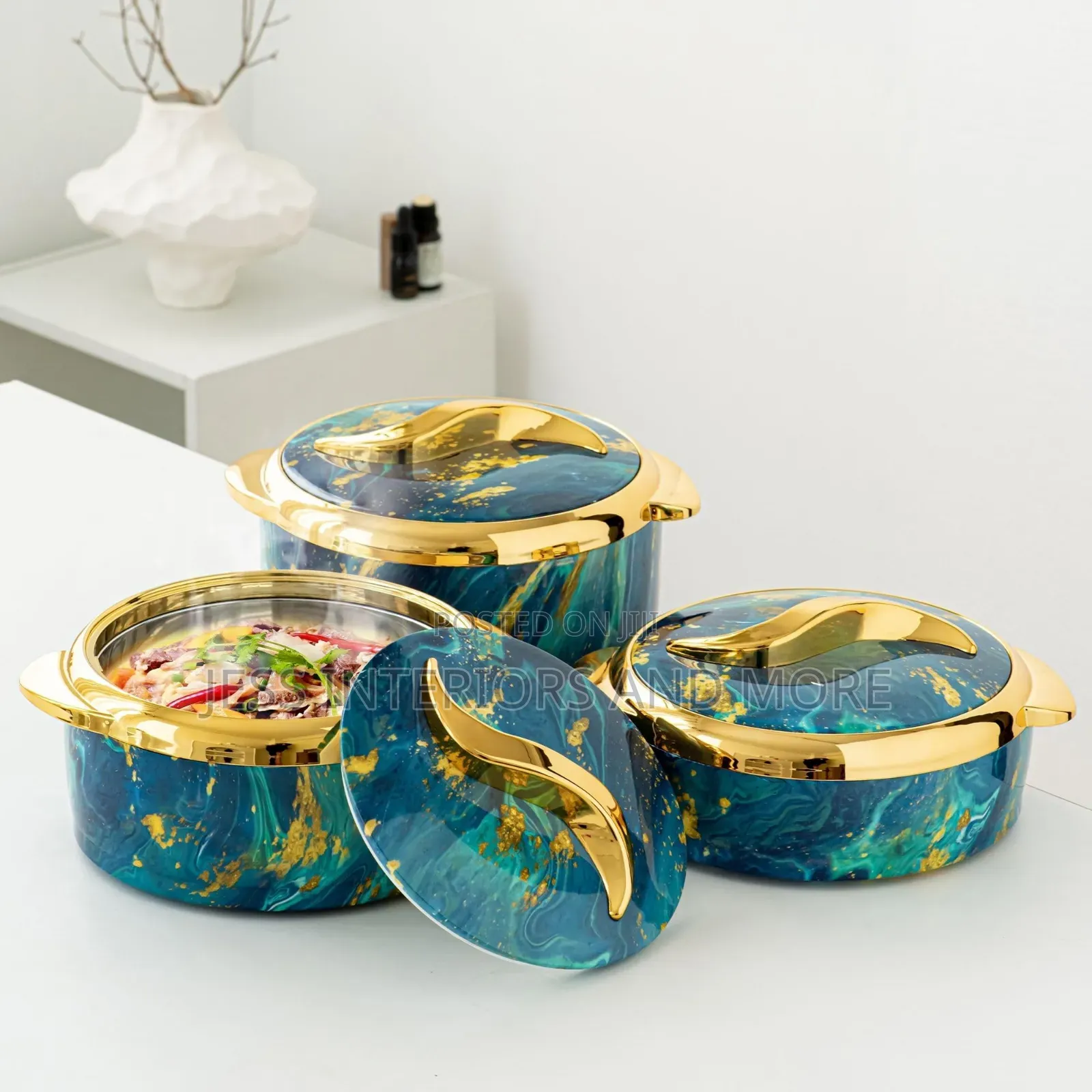 Marble Blue Insulated Dish Set