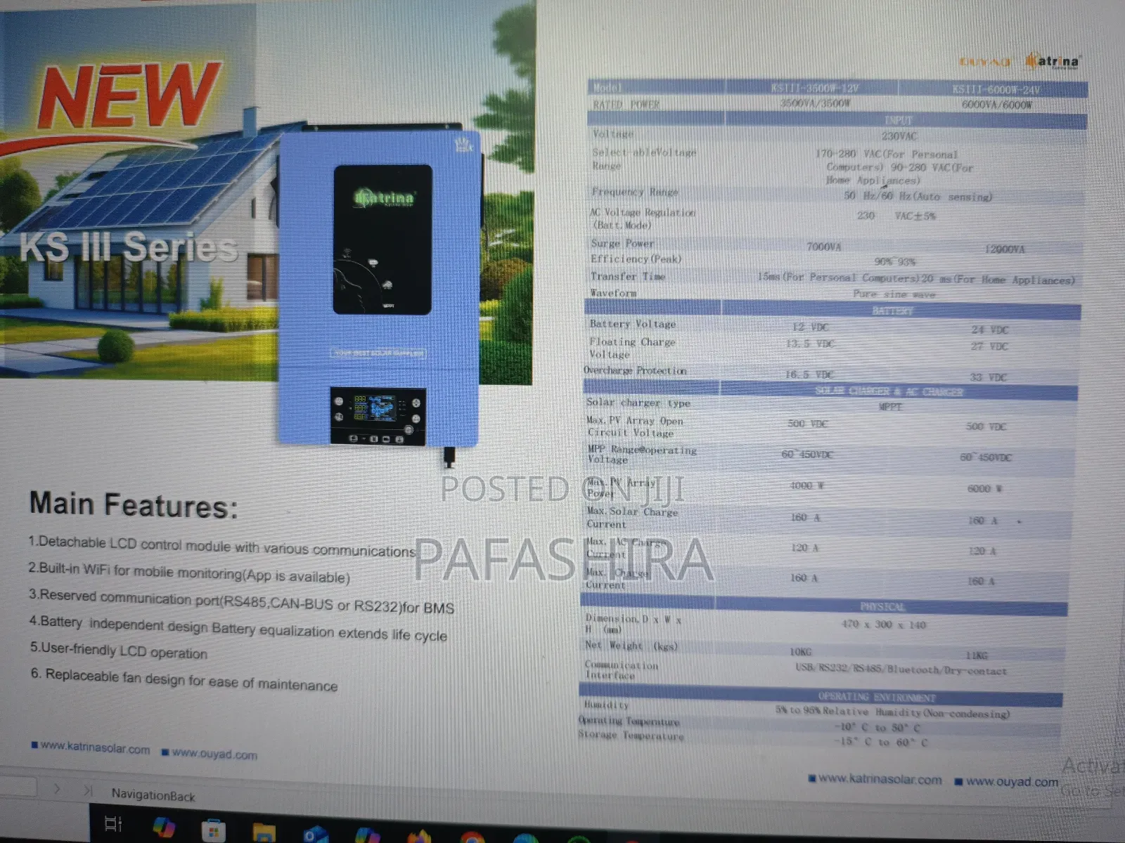 6000w 24v 160a MPPT Solar Hybrid Inverter