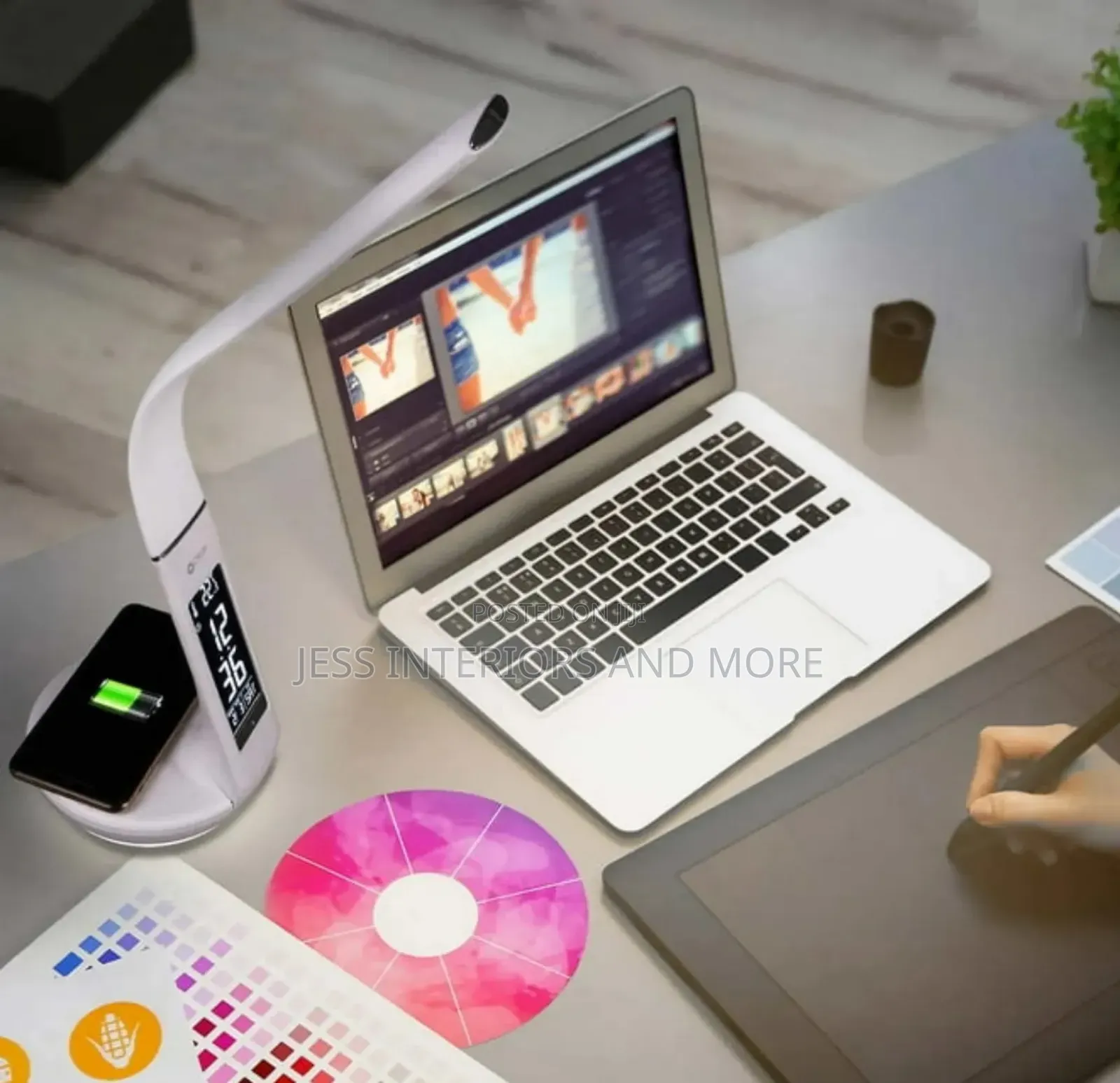 Smart Desk Lamp With Clock and Wireless Charging Station