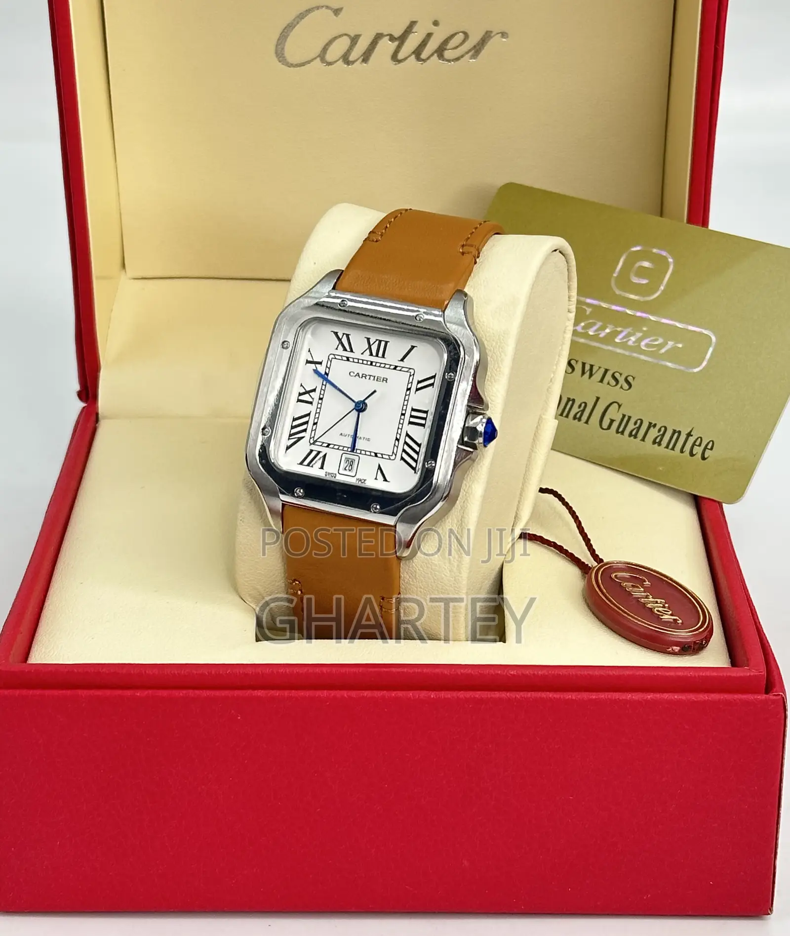 Santos De Cartier Premium Quality Leather Strap Auto Watch