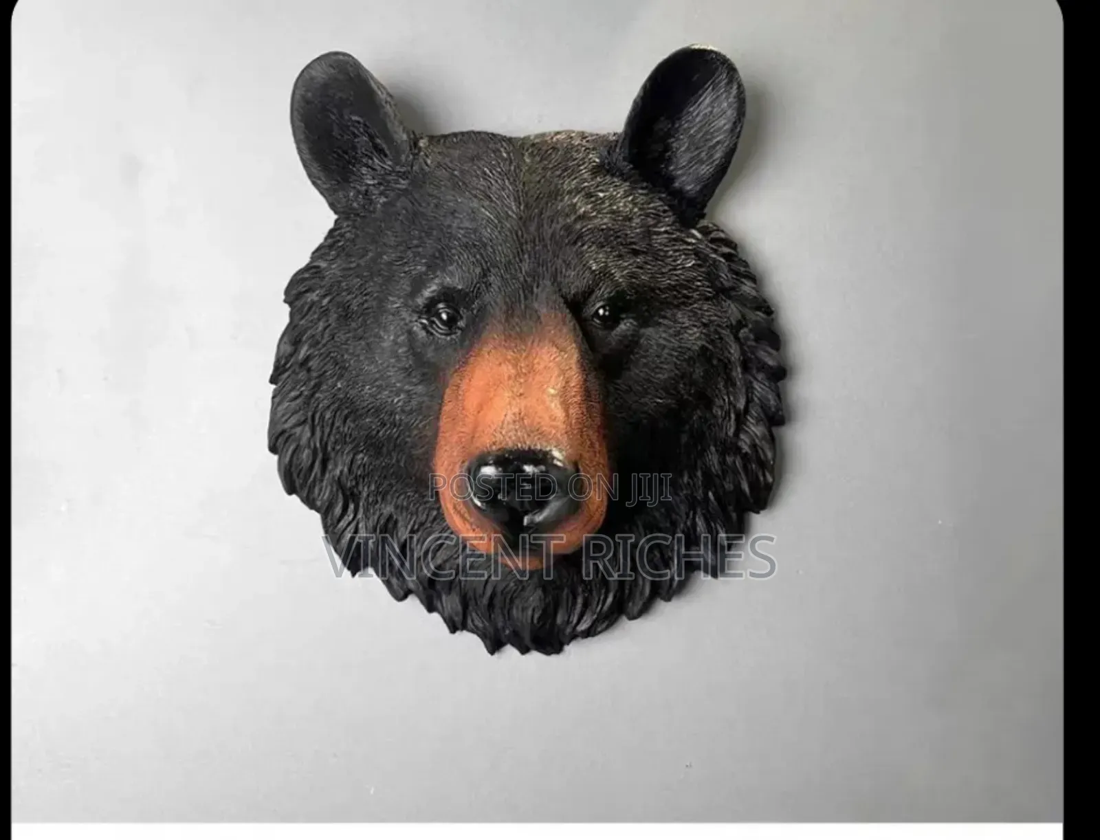 Bear Head Resin Wall Sculpture - Orange Color Nose