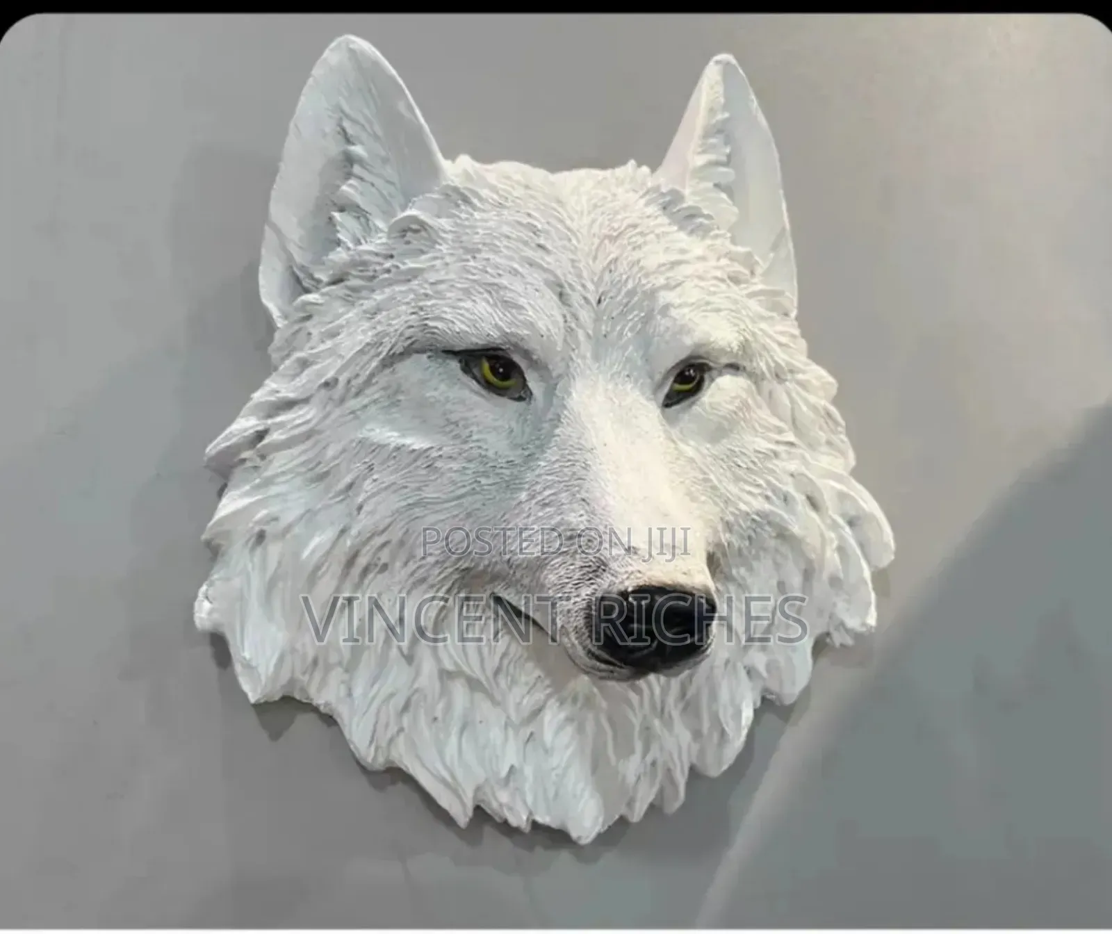 White Wolf Head Resin Wall Sculpture