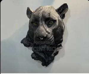 Black Leopard Head Resin Wall Sculpture