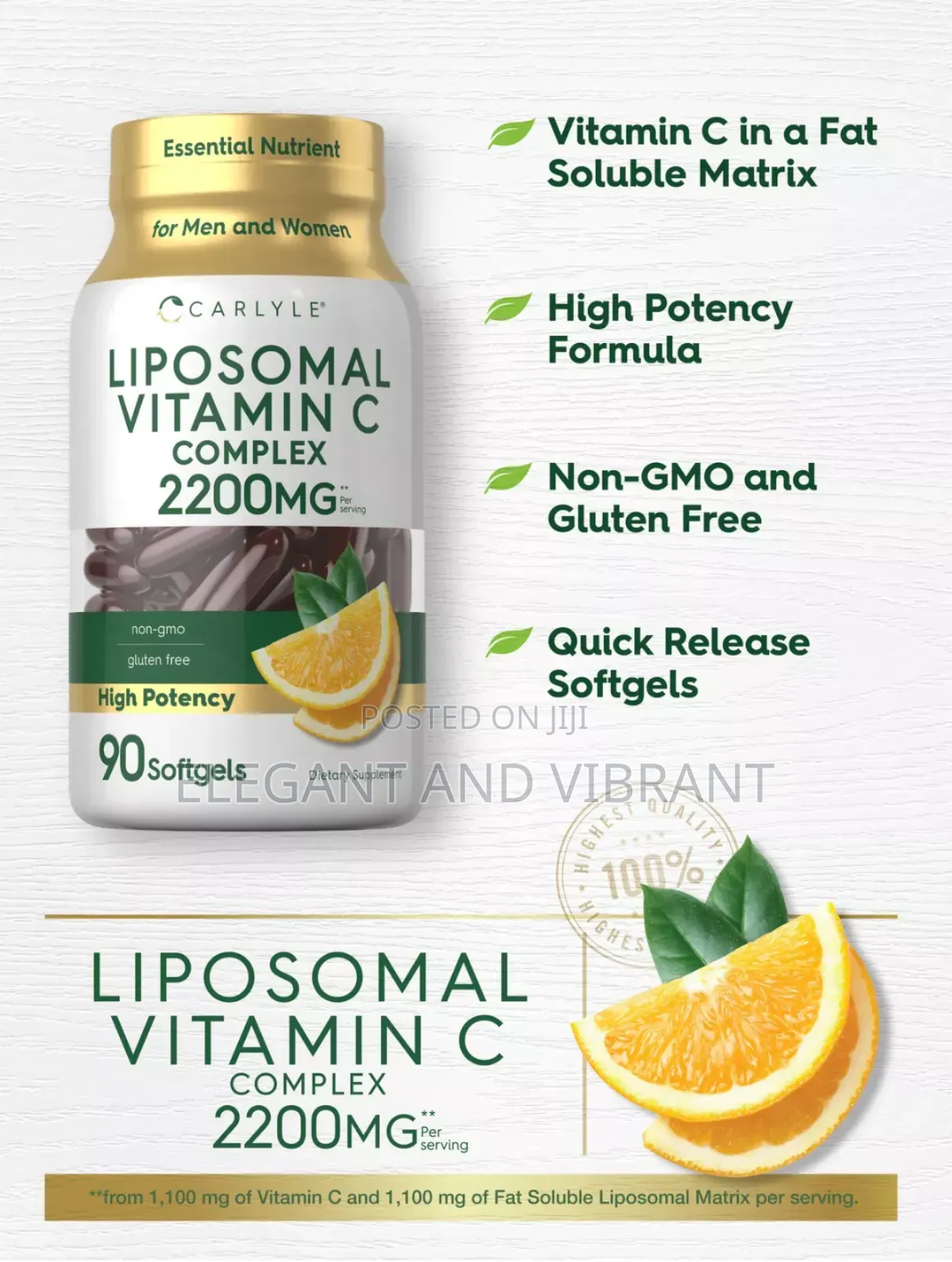 Liposomal Vitamin C Complex | 2200mg | 90 High Potency
