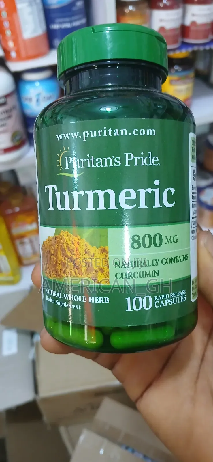 Puritan's Pride Tumeric, 100 Capsules