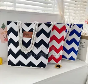 Tote Bag Red and White With Zip