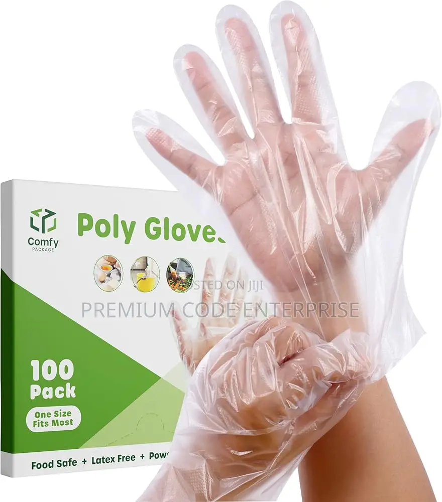 Disposable Food Polythene Gloves, 100pcs Pack
