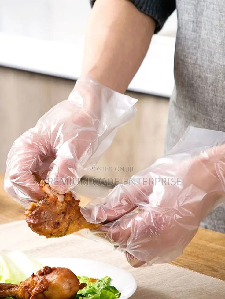 Disposable Food Polythene Gloves, 100pcs Pack