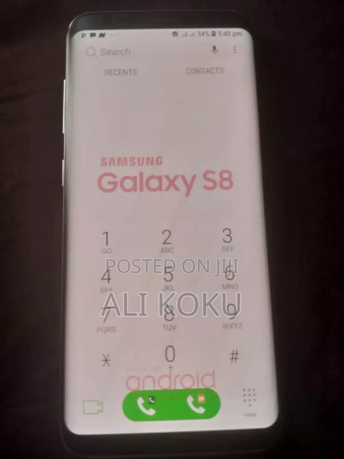 Samsung S8 Screen. With Samsung Written