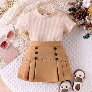 Girls Elegant Collared Shirt +Cami Pleated Skirt 2-3/3-4yrs