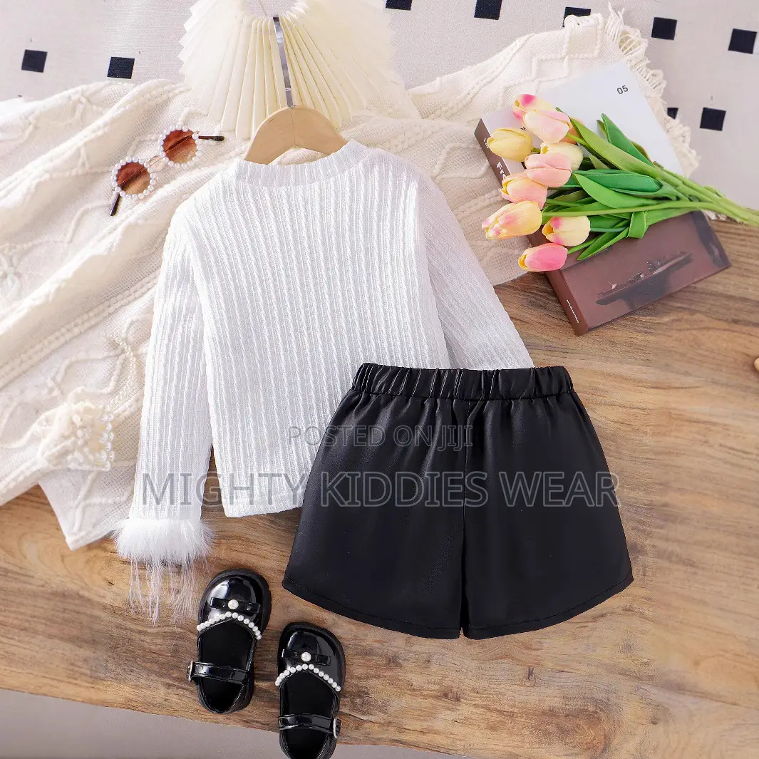 Girls Long Sleeves Fly Top Butterfly N Knot Pu Skirt 7yrs