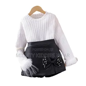 Girls Long Sleeves Fly Top Butterfly N Knot Pu Skirt 7yrs