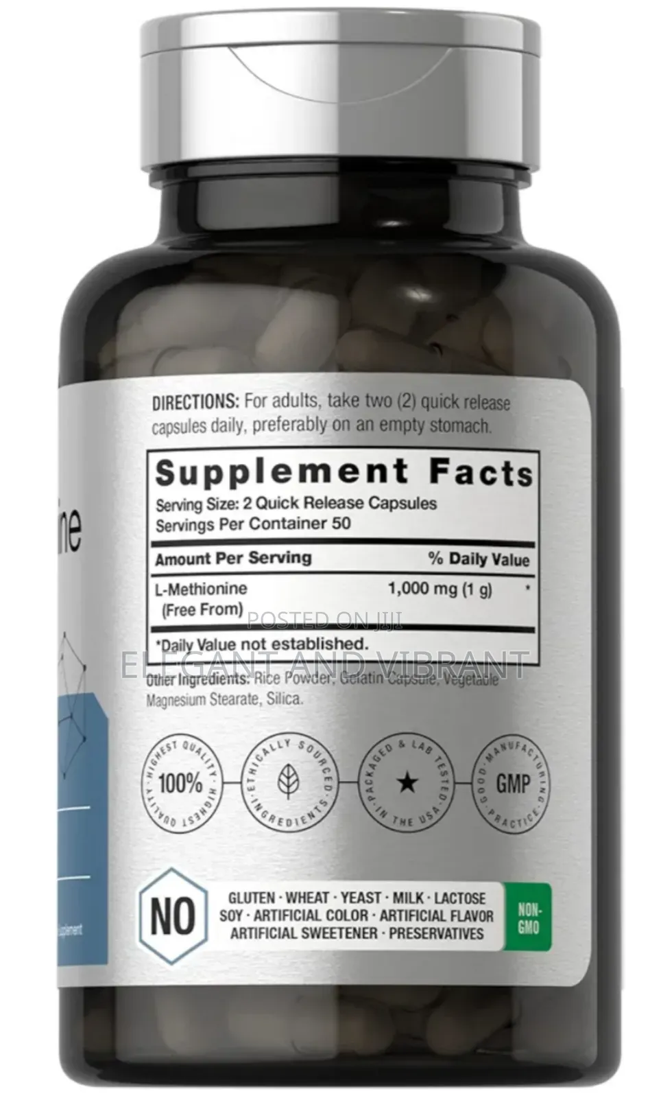 L-methionine 1000mg | 100 Capsules