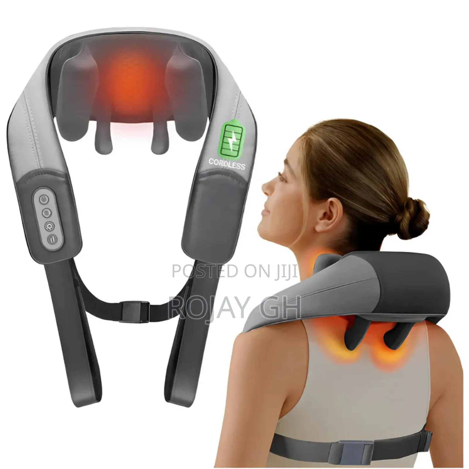 Rechargeable Neck Shoulder Massager With Heat Relax - Grey
