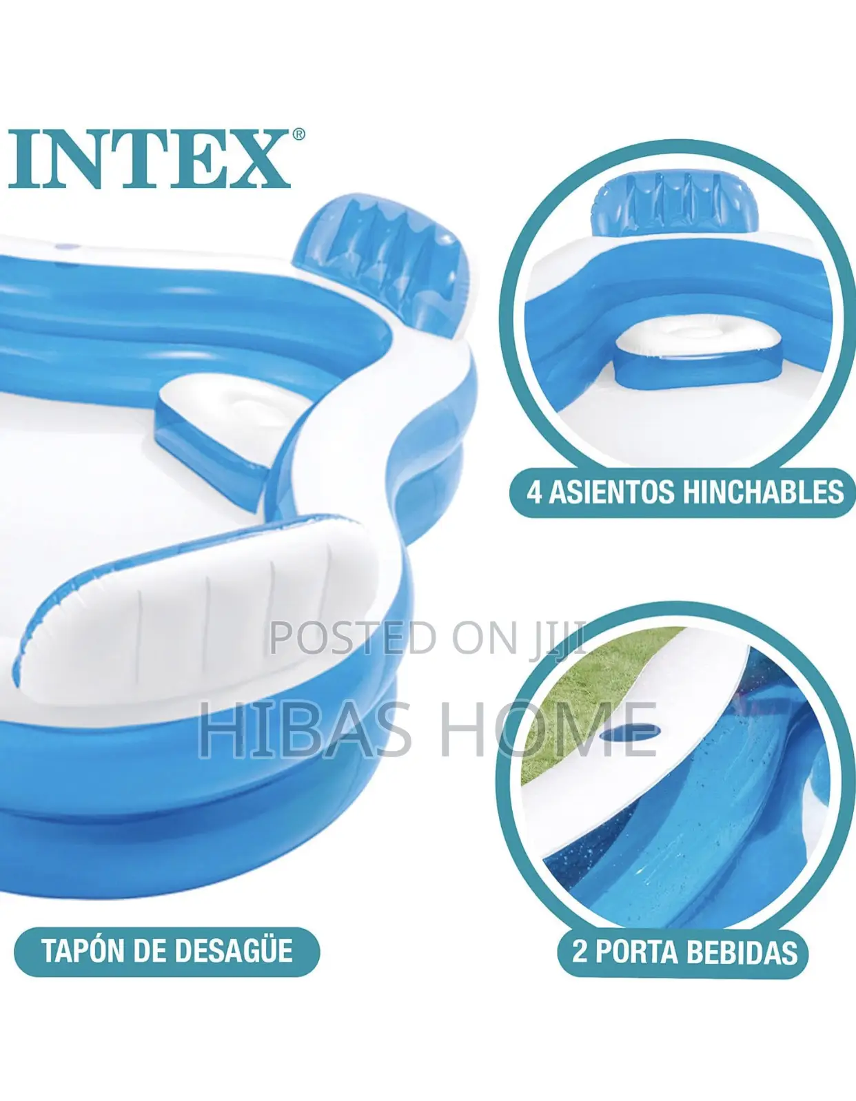Intex Swim Center Family Lounge Pool (991ltrs)(229x229x66cm)