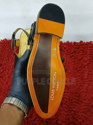 Louis Vuitton Men Black Solid Leather Shoe-Style Sandals