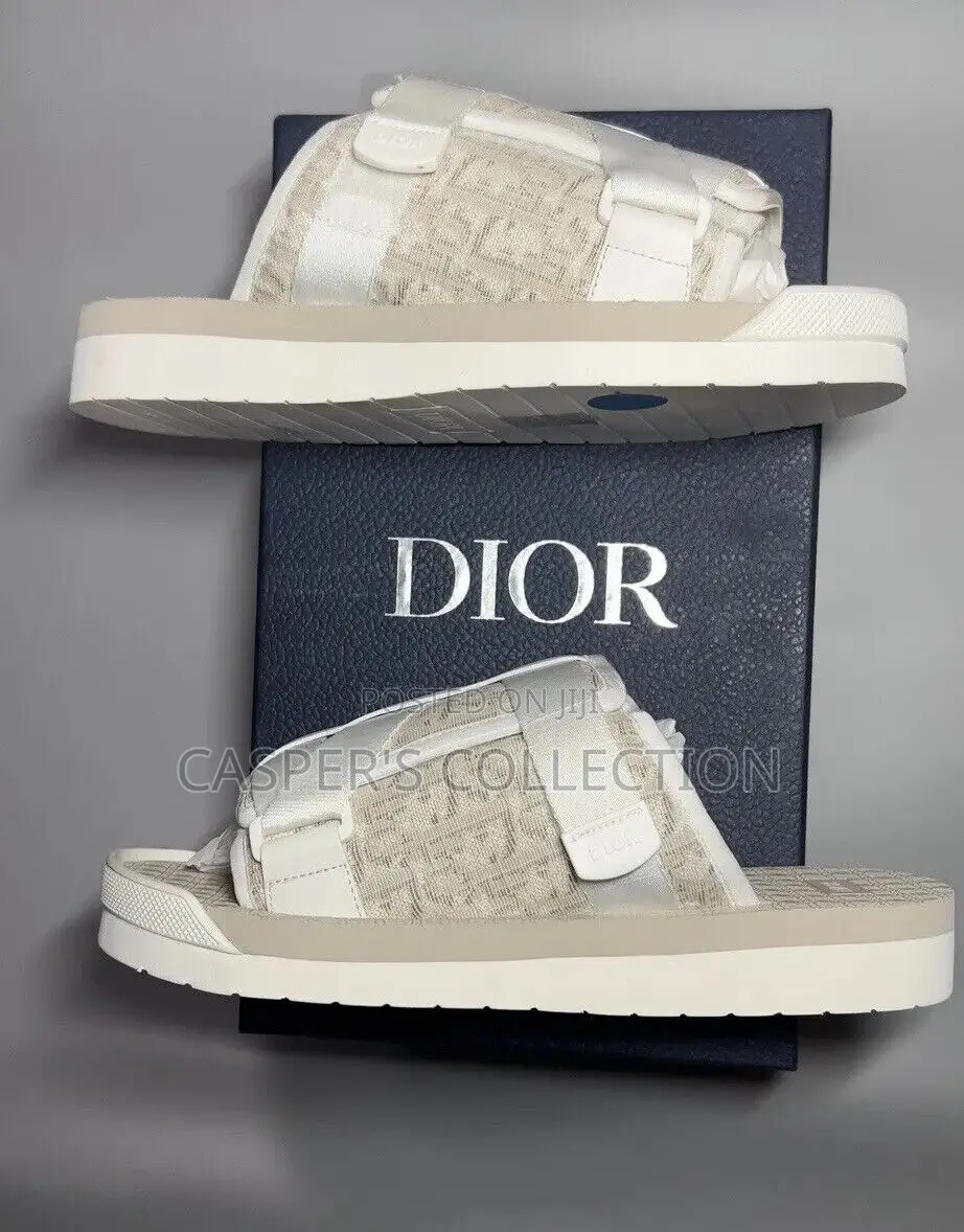 Dior Alpha Sandals Off White Beige Slides