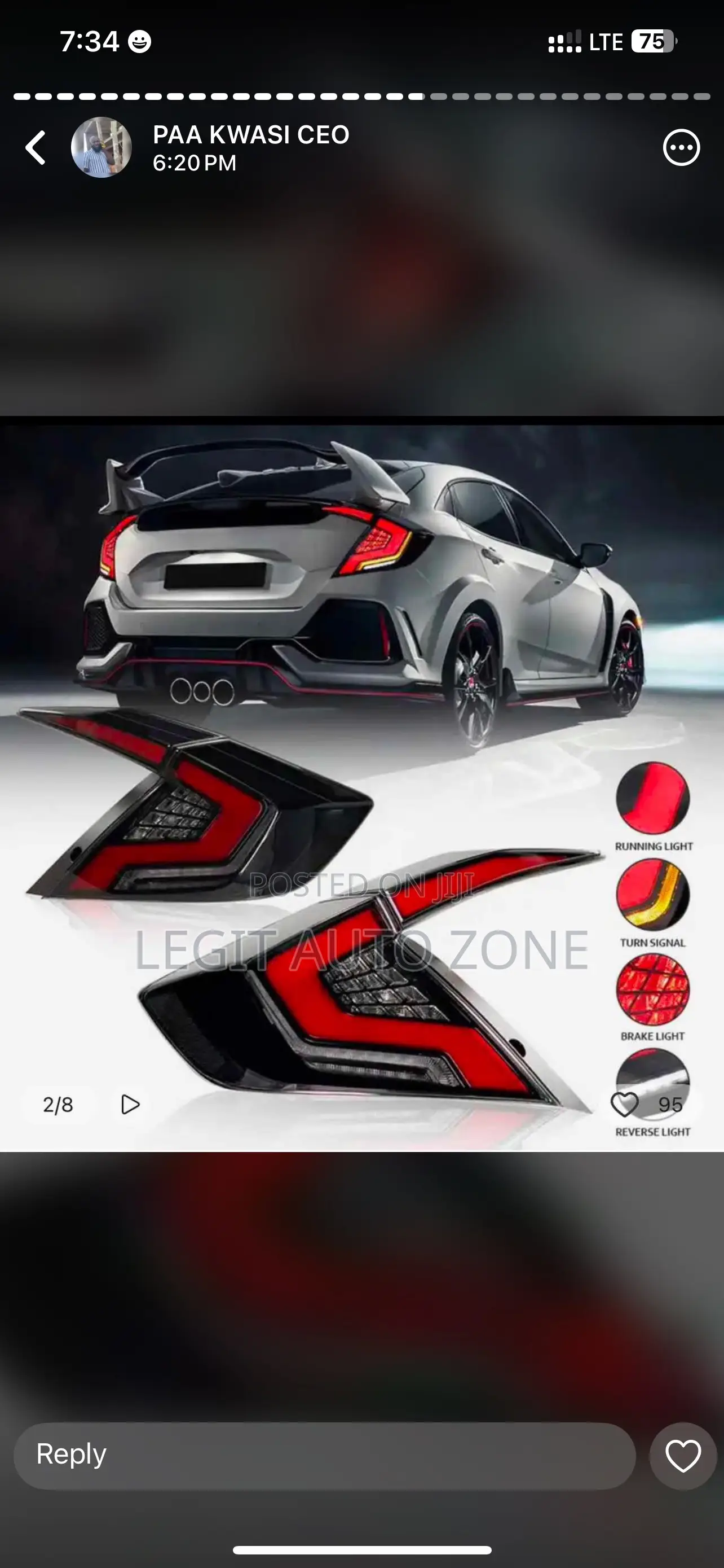 Honda Civic 2016,2017,2018,2020 Hatchback Spec Taillights