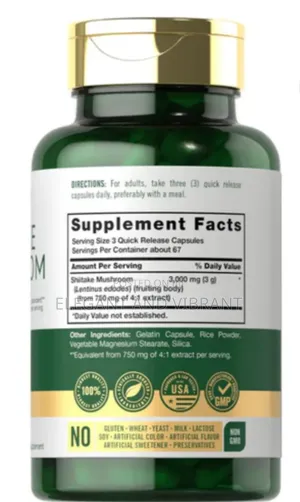 Shiitake Mushroom 3000mg Per Serving | 200 Capsules