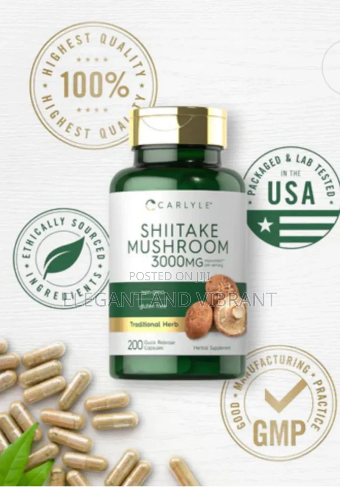Shiitake Mushroom 3000mg Per Serving | 200 Capsules