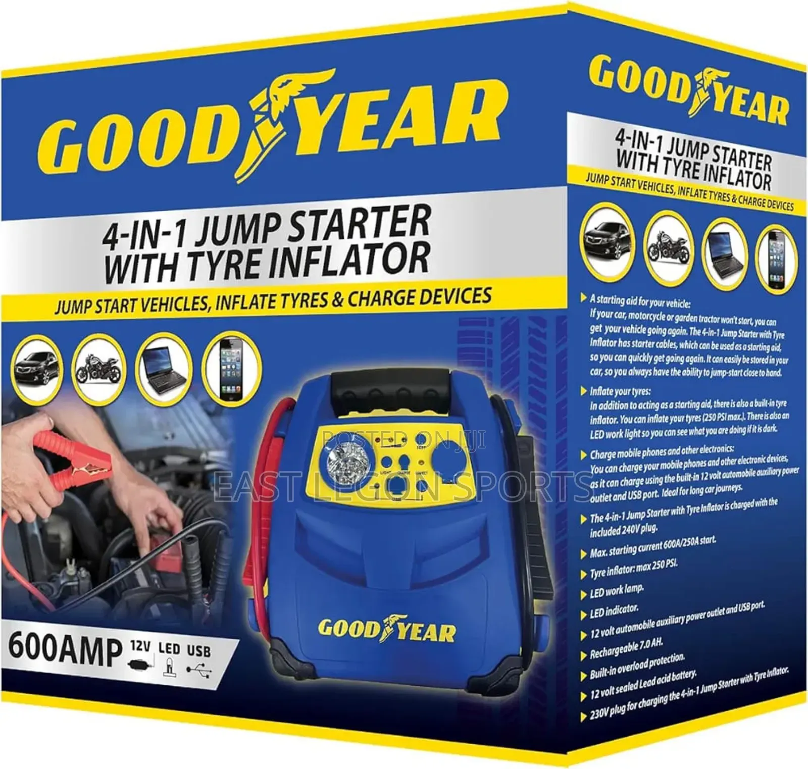 Goodyear Car Charger Battery Jump Starter Tyre Tire Pump